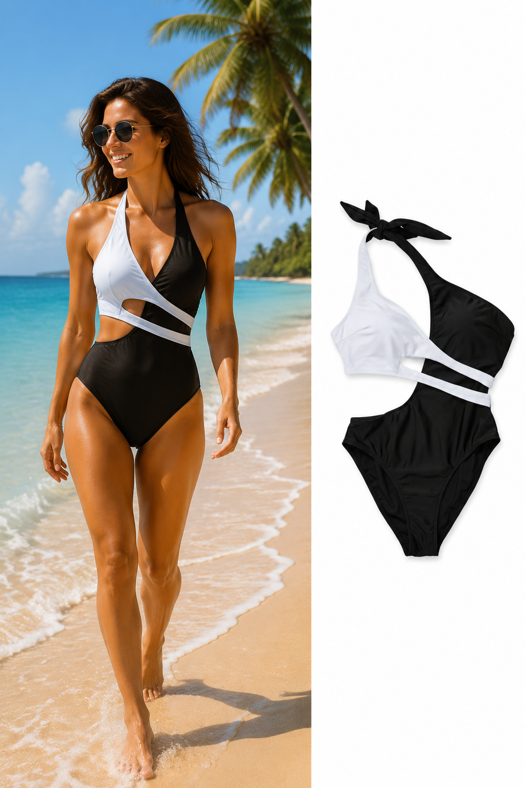 TWO TONE ONE PIECE BIKINI