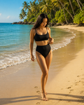 SHELLY BLACK RIBBED BIKINI