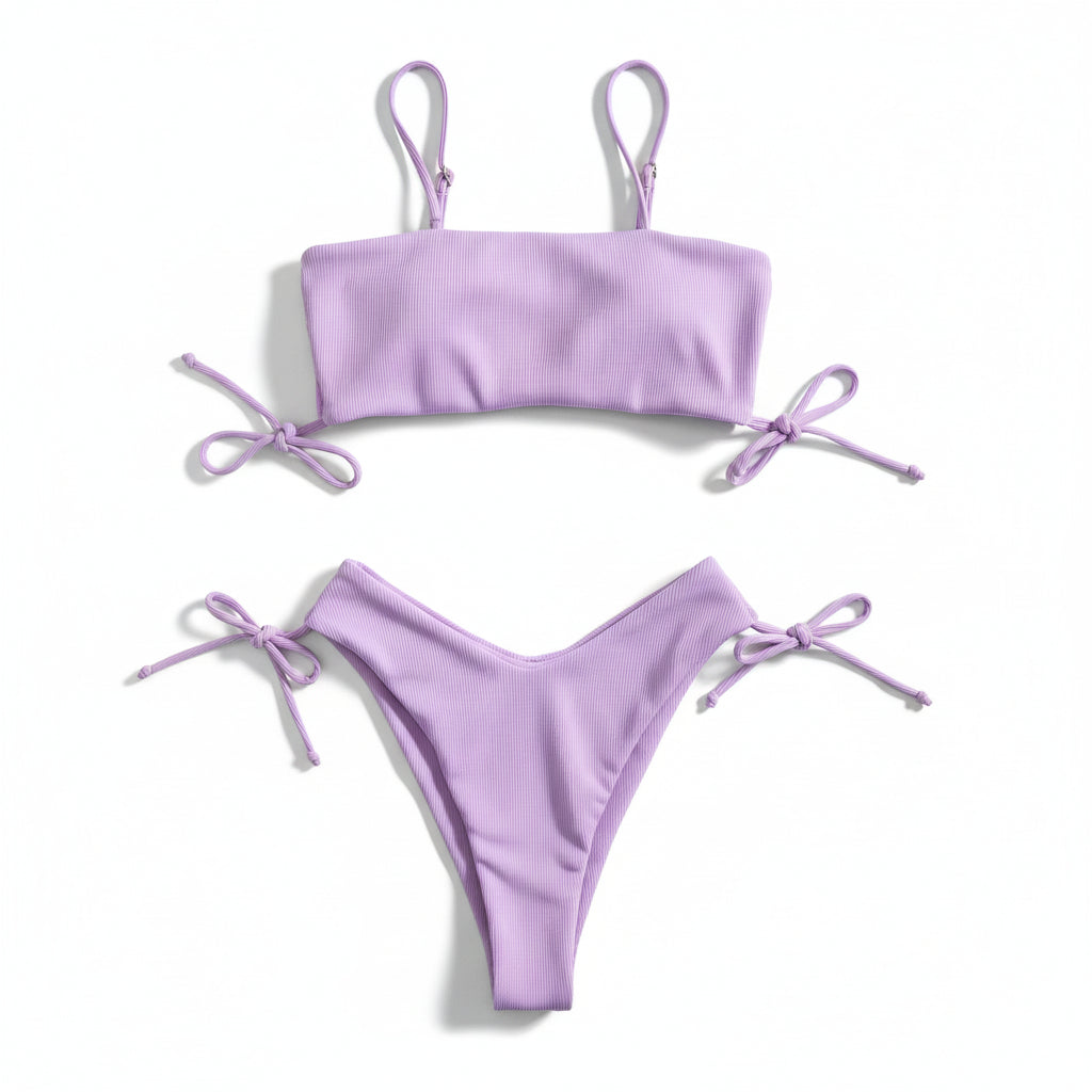 LILAC RIBBED TWO PIECE BIKINI